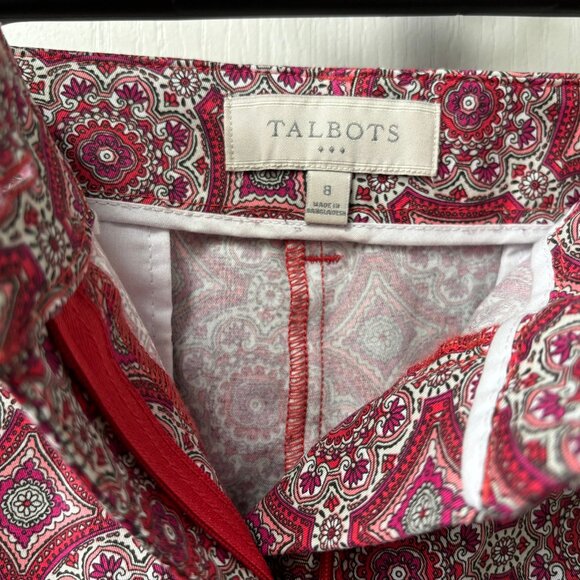 Talbots Womens Pink Medallion Chino Ankle Pants Size 8 Regular Straight Stretch - Picture 4 of 5